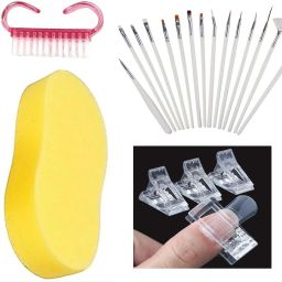 combo of nail art nail paint brush set filer, brush sponge nail clip ( set of 5 items)-image-4