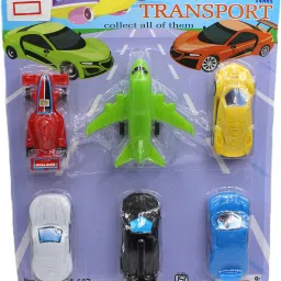 Set of 6 transport vehicles with 4 cars|1 formula1 car|1 aeroplane toys for kids-17