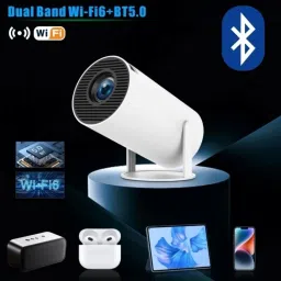 Punnkk HY300 Pro Smart,4K HD Wifi6 BT5, Android12, 180Degree Rotation Auto Keystone (4500 lm / 1 Speaker / Wireless / Remote Controller) Portable Projector image 2