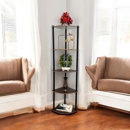 5 Shelf Wooden corner stand for living room, Floor Standing Iron, Wooden Wall Shelf-15