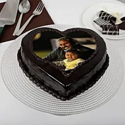 Heart Shaped Chocolate Truffle Photo Cake for Dad Half Kg-34