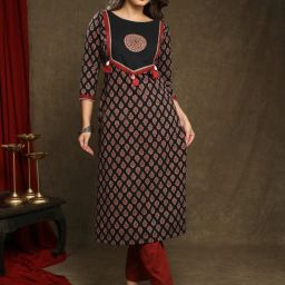 Women Self Design Pure Cotton Straight Kurta-image-56