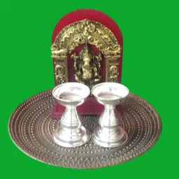 Diya / Deepam / Deepa Set (2), Premium TUBE Neelajan / Nilaanjan Set Silver Plated (Pack of 2) Table Diya Set-picture-7