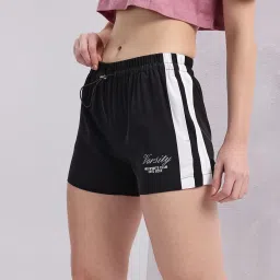 Solid Women Black Regular Shorts-image-52