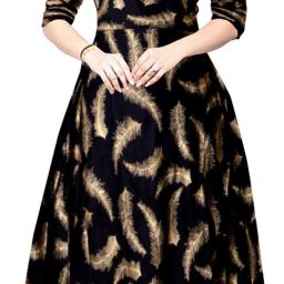 Printed Rayon Blend Stitched Flared/A-line Gown-image-91