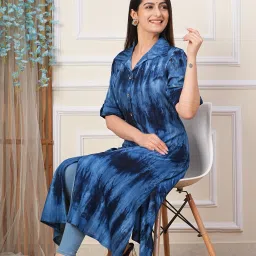 Women Dyed/Ombre Viscose Rayon A-line Kurta-image-103