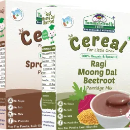USDA Certified Organic Sprouted Ragi and 100% Organic Sprouted Ragi, MoongDal, Beetroot Porridge Mixes , Made of Organic Sprouted Ragi for Baby, Rich in Calcium, Iron, Protein, Fibre & Micro-Nutrients ,200g Each, 2 Packs Cereal-4