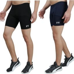 Solid Men Black, Dark Blue Tights-image-12