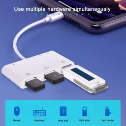 microware Lighting to USB HUB and Card Reader Compatible with iPhone & iPad (Lighting to 3 USB with Card Reader Adapter) Card Reader image 3