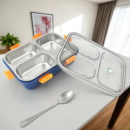 colorbee MaxCap 1000 ml 3-Compartment Steel Lunch Box with Leakproof Silicone Seals 3 Containers Lunch Box-picture-0