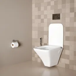 Luna Wall-Hung Rimless P-Trap Western Toilet | High-Grade Premium Ceramic Commode | Anti-Bacterial Glaze | Soft-Close Seat Cover Western Commode-image-48