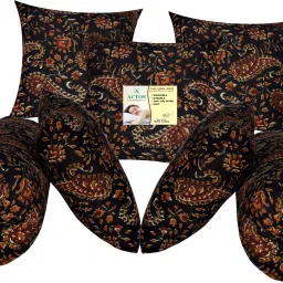 5 Cushion and 2 Microfibre Floral Bolster Pack of 7-image-93