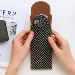 Slim & Portable Watch Case pouch For Men & Women made in Genuine Leather Watch Box-image-5