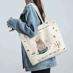 Tote Bags For Women Girls Canvas Handbag Zipper Large Capacity Fashion Bag Waterproof Multipurpose Bag-image-85