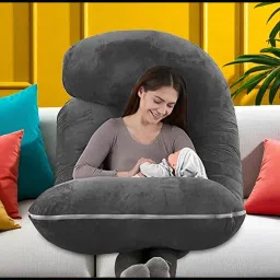 J Shaped Microfibre Solid Pregnancy Pillow Pack of 1-image-83