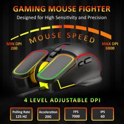 SWAPITECH RGB Fighter ST-MWG-01 DPI Upto 8800 7D Fully Programmable Buttons Wired Ambidextrous OpticalGaming Mouse image 2
