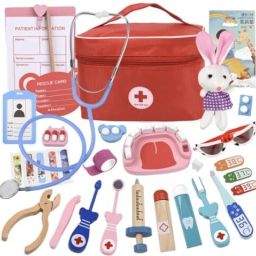 Kids Wooden Dentist Set with Working Stethoscope Doctor Pretend Play Toy-image-28