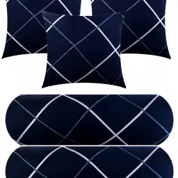 3 Cushion 2 bolster Microfibre Geometric Bolster Pack of 5-image-40