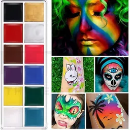 thr3e strokes Face Paint Makeup Palette Professional 12 Colors Body Paint Non Toxic Palette 60 g-picture-30