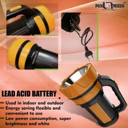 pick ur needs Rechargeable 50W Long Range Torch Light With 2 Mode Front + Side Tube Emergency 5 hrs Torch Emergency Light image 5