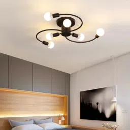 6 Light Modern Black Metal Hanging Light for Home (Bulbnot incl.) (Pack of 1) Chandelier Ceiling Lamp-picture-18