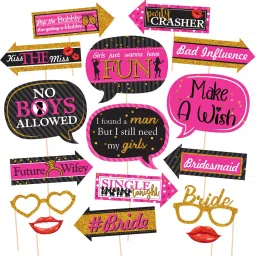 Bachelorette Party Photo Booth Props - Fun Wedding Photo Booth Props or for Bridal Shower - Make the Perfect Selfies with these Photobooth Prop Sticks for Engagement and Girls Night Out Party Supplies (SET OF 16) Photo Booth Board-image-42