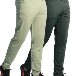 Pack of 2 Men Solid Light Green, Green Track Pants-image-57