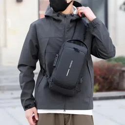 Black Men & Women Shoulder Bag Men'S Waterproof Oxford Chest Bag, Fashionable Crossbody Sling-image-74
