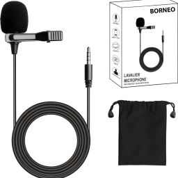borneo Noise Cancellation Clip Collar Mic Condenser For Youtube Video | Interviews | Lectures | News | Travel Videos Mike for Mobile Microphone Microphone Microphone image 2