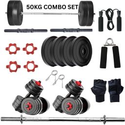 50 kg Home Gym 50KG PVC Kit – Curl Rod, Straight Rod & Dumbbell Pair Home Gym Combo-image-93