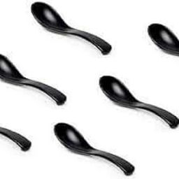 Black Melamine Spoons Break-Resistant Kitchen Home Matte Finish Disposable Melamine Soup Spoon Set-image-15