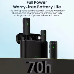 fotokina K10 Wireless Mic DSP Noise Canceling Microphone (2 Microphones+1 Receiver) Camera Microphone image 3