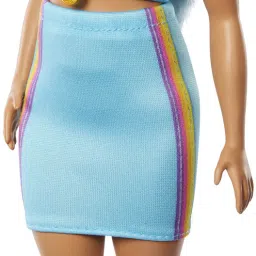 Fashionistas Doll #218 with Long Blue Hair, Rainbow Top & Teal Skirt-image-31