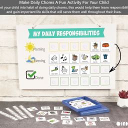 inkdotpot Kids Daily Responsibility Checklist, Hanging Chore Chart- Daily Task List-B2 image 3