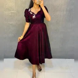 Embroidered Velvet Stitched Flared/A-line Gown-image-44