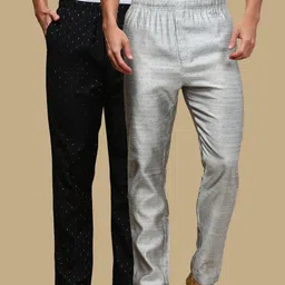 white heart Pack of 2 Ethnic Wear Viscose Blend Elasticated Waist with Side Pockets Men Pyjama-picture-48