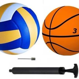 COMBO of Volleyball and Basketball+ Air Pump, Basketball - Size: 3-6