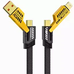 RSTEQ 4-in-1 Cable 13 A 1 m original 13 A 1 m Braided 4 in 1 65W Fast Charging Cable Compatible for- & Android with MFI Certified (1 Meter)-25