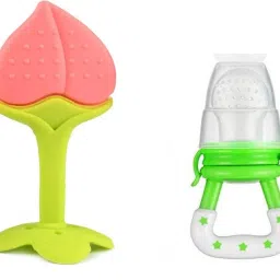 Baby Teething Toys Soft and Natural Fruit Shape Teether for Baby with Fruit Nibbler for Fruit Feeding -Combo of 2 Teether and Feeder-image-55