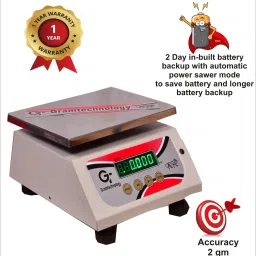 GRAMTECHNOLOGY GT Scale Capacity 30kg x 2g Digital Weight Machine Table Top Weighing for Shop Weighing Scale image 5