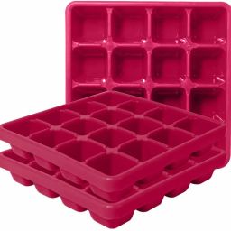 Plastic Prime 160 Ice Tray Set For Fridge, 3 pc Ice Tray 16 Cubes, Red Color Red Plastic Ice Cube Tray-image-19