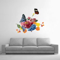 59 cm Wall Stickers Multicolour Decorative Floral Wall Sticker (59 cm x 64 cm) Self Adhesive Sticker-image-97