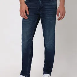 mufti Men Slim Mid Rise Dark Blue Jeans-picture-38