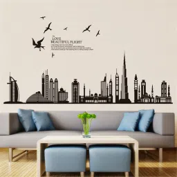 175 cm Wall Stickers Burj Khalifa Dubai Skyline With The Beautiful Flight Quote Decor For Home Self Adhesive Sticker-image-27