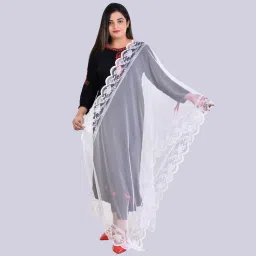Net Self Design White Women Dupatta-picture-23