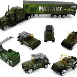 Mini Die Cast Metal 7 Pcs Military Vehicle Trucks Toys Play Set for Kids-15