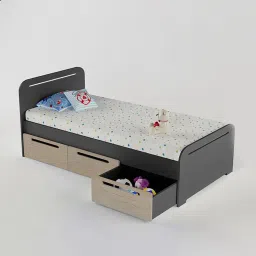 boingg! - a happy start Cloud Tails Engineered Wood Drawer Storage Bed in Slate Grey Colour-picture-11