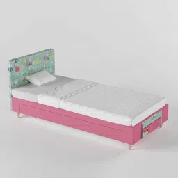 boingg! - a happy start Color Play Engineered Wood Drawer Storage Bed in Coral Colour-picture-30