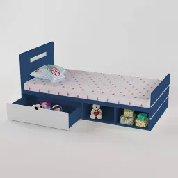 boingg! - a happy start Groovy Love Engineered Wood Drawer Storage Bed in Electric Blue Colour-picture-28