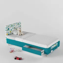 boingg! - a happy start Color Play Engineered Wood Drawer Storage Bed in Blue Colour-picture-45